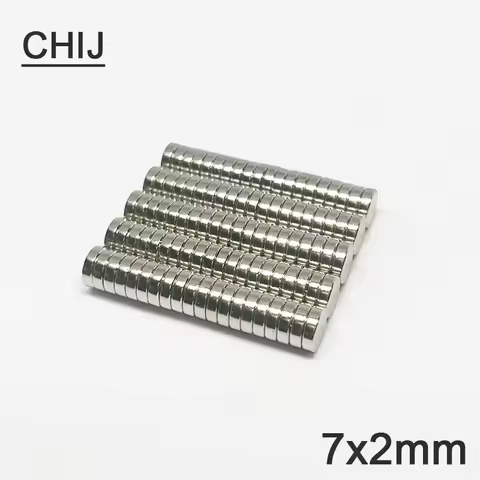 50/100/200PCS Round Magnet 7x2mm Neodymium N35 Permanent NdFeB Super Strong Powerful 7*2 Magnetic im