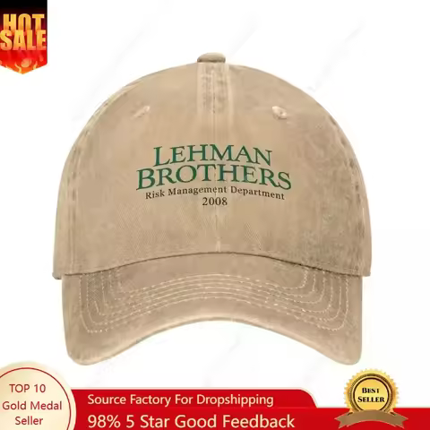 Retro Lehman Brothers Risk Management Department 2008 Trucker Hat Unisex Distressed Washed Headwear 