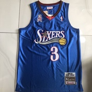 Philadelphia Phillies Allen Iverson Mitchell Ness Hardwood Classic Shirt - Blue Basketball Shirt