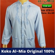 baju koko pria dewasa al mia biru lengan panjang polos original almia - biru muda s