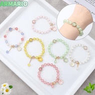 IARMARIOQR Korean Daisy Bracelet, Lucky Multicolor Bohemian Bracelet,  Elastic Crystal Beaded Bracel