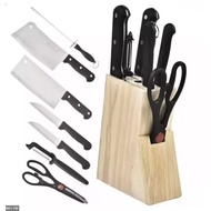 ☊◕7pcs Set Wooden Knife Holder with Stand Knife Set Stainless Steel