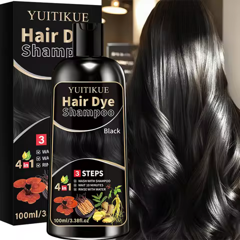 YUITIKUE Black Hair Dye Shampoo - Ammonia-Free, Gentle Formula For Covering Gray Hair, Plant-Based H