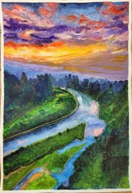 ❣️❣️ Watercolour painting 手繪水彩畫 (Sunset Scenery) (A009)❣️