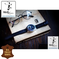 Watch strap Clear Black Leather Watch with 1 Color Coating - Casio Ae1200/Seiko5 watch strap