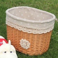 Literary Linen Lining Bicycle Basket Folding Bicycle Basket Bicycle Basket Bicycle Basket Electric V