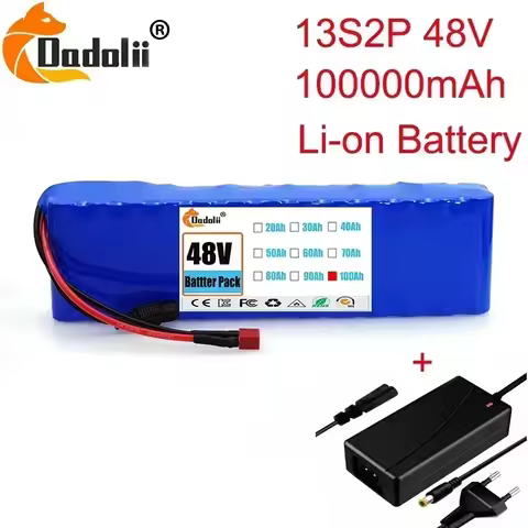 13S2P 48V 100000mAh 100Ah Lithium-ion Battery Pack with 250W 350W 500W 750W 1000W BMS And a complime