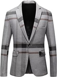 XYLFF Casual Suit Jacket Solid Blazers for Men Clothing Long Sleeve Fashion Blazer Slim Fit (Color : Gray, Size : 5X-Lcode)
