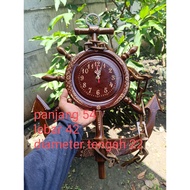 Clock large antiquejangkar teak wood clock