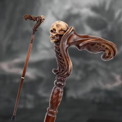 Wooden Skeleton 2 Section Staff Scepter Powerful Stylish Pure Wood Creative Gentleman Fashion Cool W