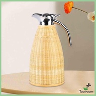 [ Hot Water Bottle Thermal Carafes Multipurpose Water Bottle Bamboo Woven Kettle for Office Household Kitchen