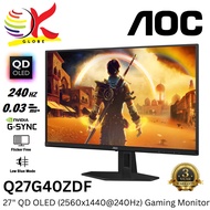 AOC 27" Q27G40ZDF QD-OLED (2560x1440 @240Hz) LCD Gaming Monitor (0.03ms (GtG), Input: HDMI+DP, Vesa,