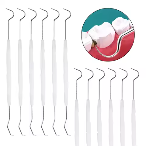 10Pcs Double Head Dental Explorer Probe Stainless Steel Teeth Clean Hygiene Probe Hook Pick Dental I