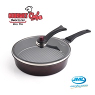 [JML OFFICIAL] GOURMET CHEF SMOKELESS GRILL 28CM PAN WITH LID | Non-stick frying pan