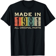 Men's cotton T-shirt Retro 1981 All Original Parts Vintage Made in 1981 Men Women T-Shirt