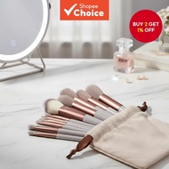 13-Piece Face and Eye Brush Set with Carrying Pouch - Fine Fiber Bristles, Travel-Friendly Case