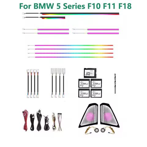 For BMW 5 Series F10 F11 F18 LED Ambient Light Kit - RGB Color Changing Neon Interior Lights