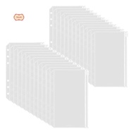 50PCS A6 Binder Pockets 6 Holes Binder Pouch for 6-Ring Binder PVC Cash Budget Envelopes Zipper Bag