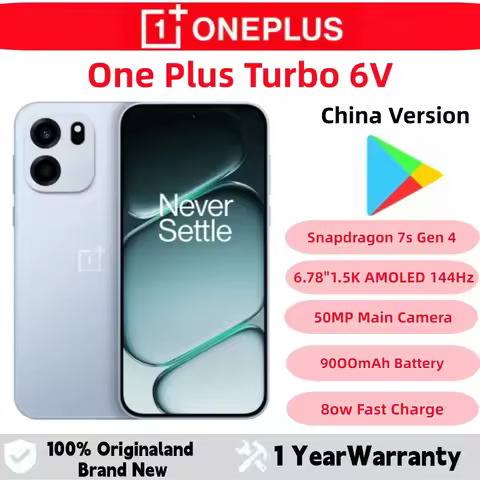 OnePlus Turbo 6V 5G unlocked, Snapdragon 7S Gen 4 processor, 9000mAh battery, 80W Ultra Focus chargi