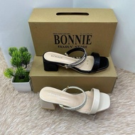 BONNIE KASUT HEELS TCF-7 COLOUR BEIGE BLACK TUMIT 1 INCI SETENGAH