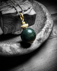 和田黑青玉 銅銀製吊墜