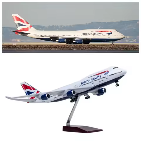 47CM model plane 747 British Airways Plastic model Resin Static miniature airplane for Collection Or