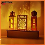 การตกแต่งแบบ Eid Ulight Mubarak เครื่องประดับ Eid Mubarak ของตกแต่งโต๊ะสีขาวอบอุ่นไฟ LED ตกแต่งสำหรั