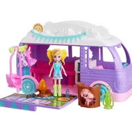 Polly Pocket Doll & Pet Playset, Travel Toy with Camping & Food Accessories, Glamping Camper Van