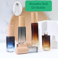 4ml 6ml10ml Wooden Roll On Bottle Gradient blue perfume bottles Gradient brown square perfume glass 