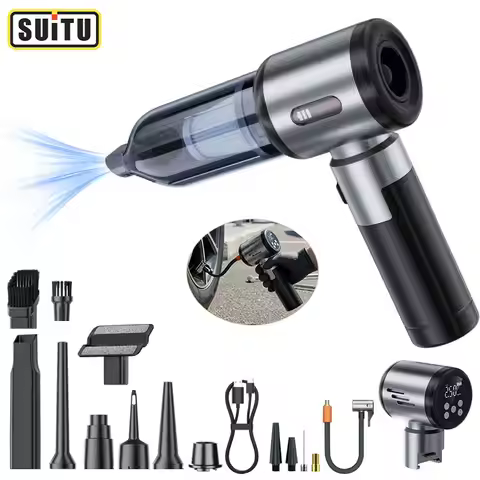 SUITU 2-in-1 Handheld Car Vacuum & Tire Inflator Multifunctional Wireless Portable Air Pump Vacuum C