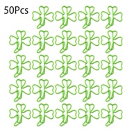 Parasi 50 cái kẹp tập tin chạm khoét hình cỏ ba lá kẹp giấy kim loại Kẹp bướm văn phòng phẩm bền