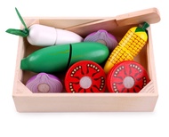 codMagnetic Wooden Cutting Fruits Vegetables Pretend Play Simulation Kitchen Toys Classic Game Monte