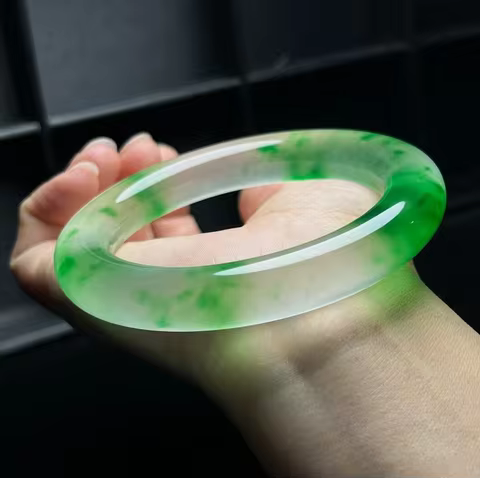 Certified Natural high Ice Green Burmese Jade jadeite bracelet bangle 61mm