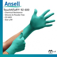 ANSELL TouchNTuff 92-600 Disposable Nitrile Glove/ Chemical Resistant/ Food Processing/ Laboratory/ 