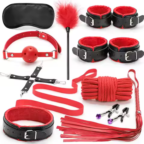 BDSM Bondage Restraint Kit For Couples Erotic Accessories Handcuffs Anal Plug Soft Comfortable Adult