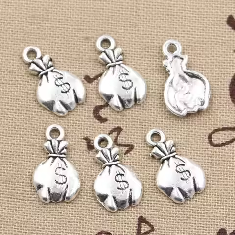 15pcs Charms Sack Of Money Dollars 19x11mm Antique Making Pendant fit,Vintage Tibetan Bronze Silver 