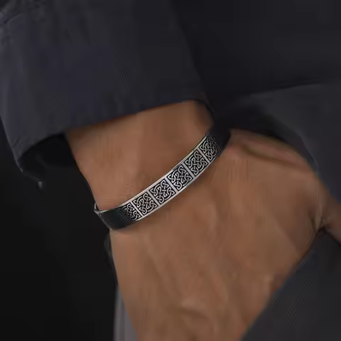 Witch Knot Cuff Bracelet Bangles Stainless Steel Viking Man Bracelet Irish Celtics Trinity Amulet Ta