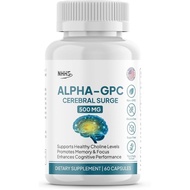 Alpha GPC Cerebral Surge 500 mg – Nootropic Brain Supplement for Men & Women | Bioavailable Choline 