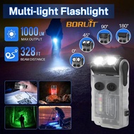 FL009 BORUIT V20 Small Powerful Flashlight 180°Head Swivels Super Bright with Cob Side Light/USB C F