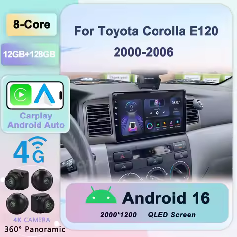 For Toyota Corolla E120 e 120 BYD F3 2001-2006 DSP IPS 6GRAM Android 13.0 4G NET Car Radio Multimedi