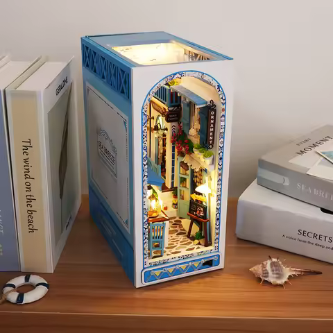 Book Nook Kit Mini DIY Book Nook Touch Light with Furniture Birthday Gift (Sea Breeze Land) Drop Shi