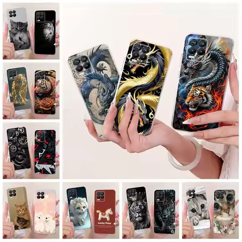 For Realme 8 Pro Case RMX3081 Luxury Dragon Cute Cartoon Soft Silicone Protective Cover For Realme 8