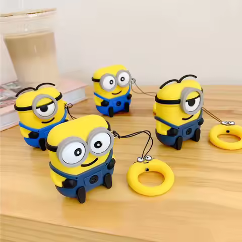 M-Minions Accessories Cover For Airpods 1 2 3 4 Pro /Airpods Pro 2/ Airpods Pro 3 Big Eyes Silicone 