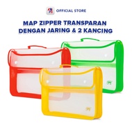 Map Zipper Resleting Map Kancing Dua Folio Jaring Map Tenteng Bahan Plastik Super Top 1 / PB EDUKASI