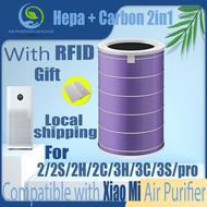 【purple-RFID】Replacement Compatible with Xiaomi 2/2S/2H/2C/3H/3C/3S/pro Filter Air Purifier Accessories HEPA H13