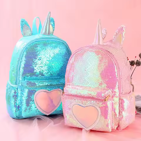 New Backpack for Children Girls Unicorn Sequin Backpack Cartoon Cute Backpack Girl Fashionable Waist