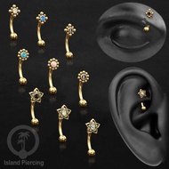 Curved Barbell Eyebrow Piercing gold Eyebrow and Rook Piercing with various beautiful stones