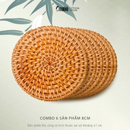 TudoRattan - Combo of 6 Premium LL01 Bamboo and Rattan Coasters - Coffee Shop - Hotel Decoration Acc