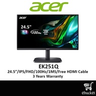 ACER EK251Q / EK241Y Ebi 24.5" / 23.8" FHD IPS LED LCD MONITOR (FREE HDMI CABLE)