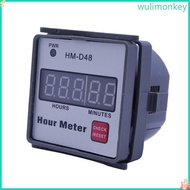 WU Digital Hour Meter Gauge 0‑999 99h Timer 220V Hour Meter HM-D48 Hour Meter for Lawn Mower  Tracto